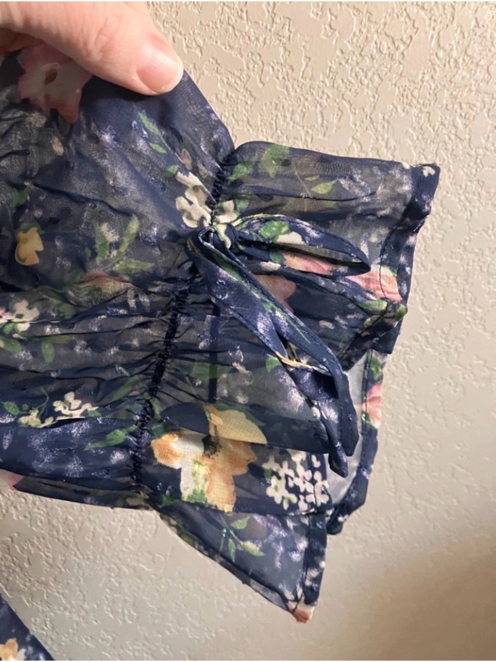 Chic Soul Midnight Train to Georgia Navy Floral Dress 3X Plus Smocked USA Made - Picture 6 of 8